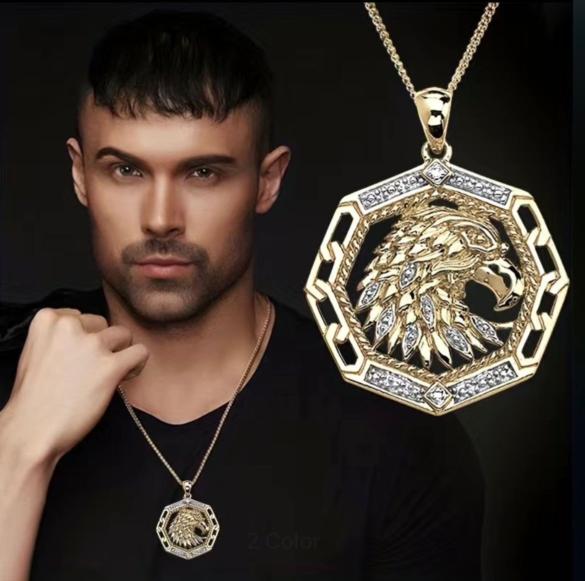 Gold Color Eagle Pendant and chain