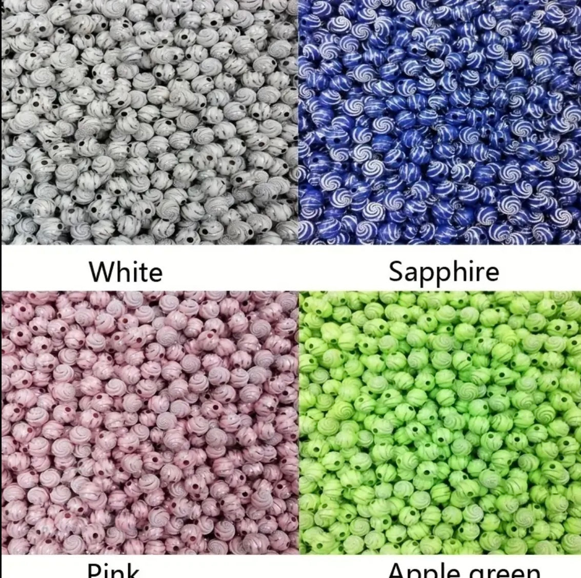 100 pcs 8mm Mixed Bundle Random Colors Spiral Acrylic Crafting Beads