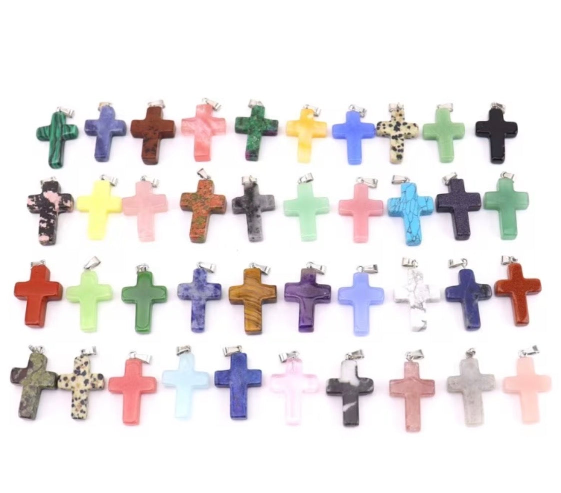 Natural Stone Cross Pendant Collection