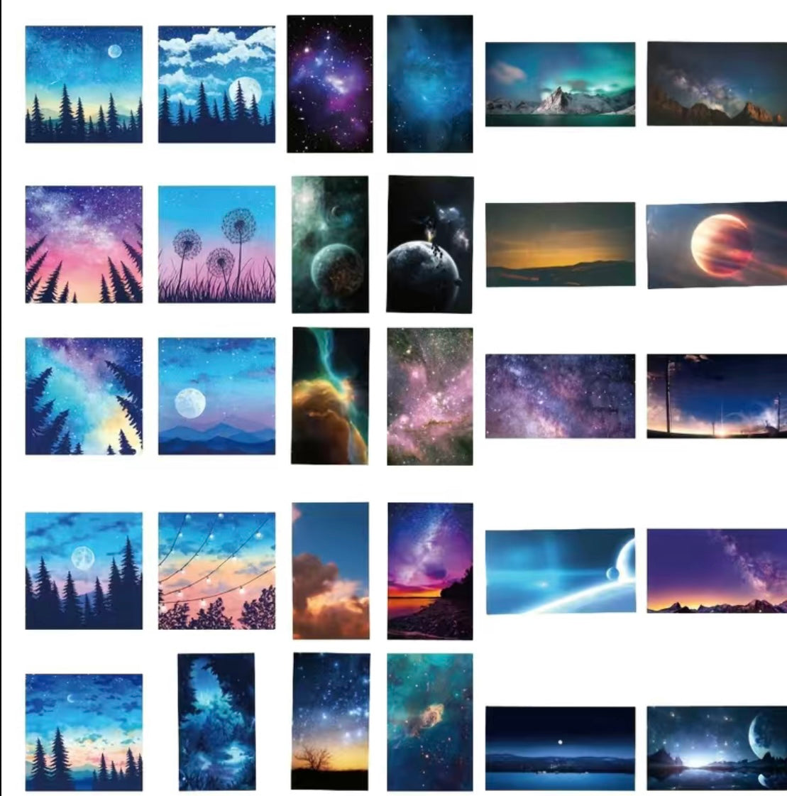 60 Pack of Aesthetic Super Moon Random Stickers for decorating