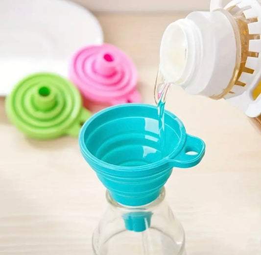 3 pcs colorful pack mini silicone fold up funnel for easy storage