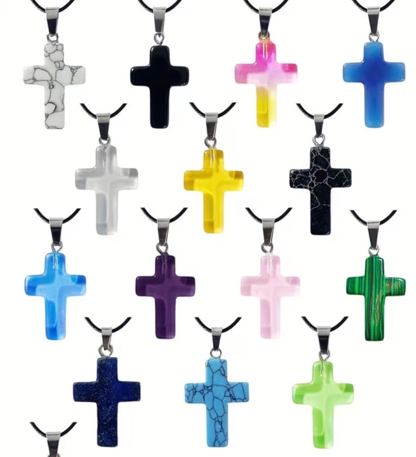 Natural Stone Cross Pendant Collection