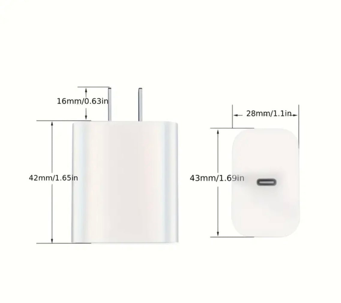 1 pc 20W Fast Charger for iPhone 15 USB - C Adapter with 4FT Fast Charging Cable - EmporiumDepot