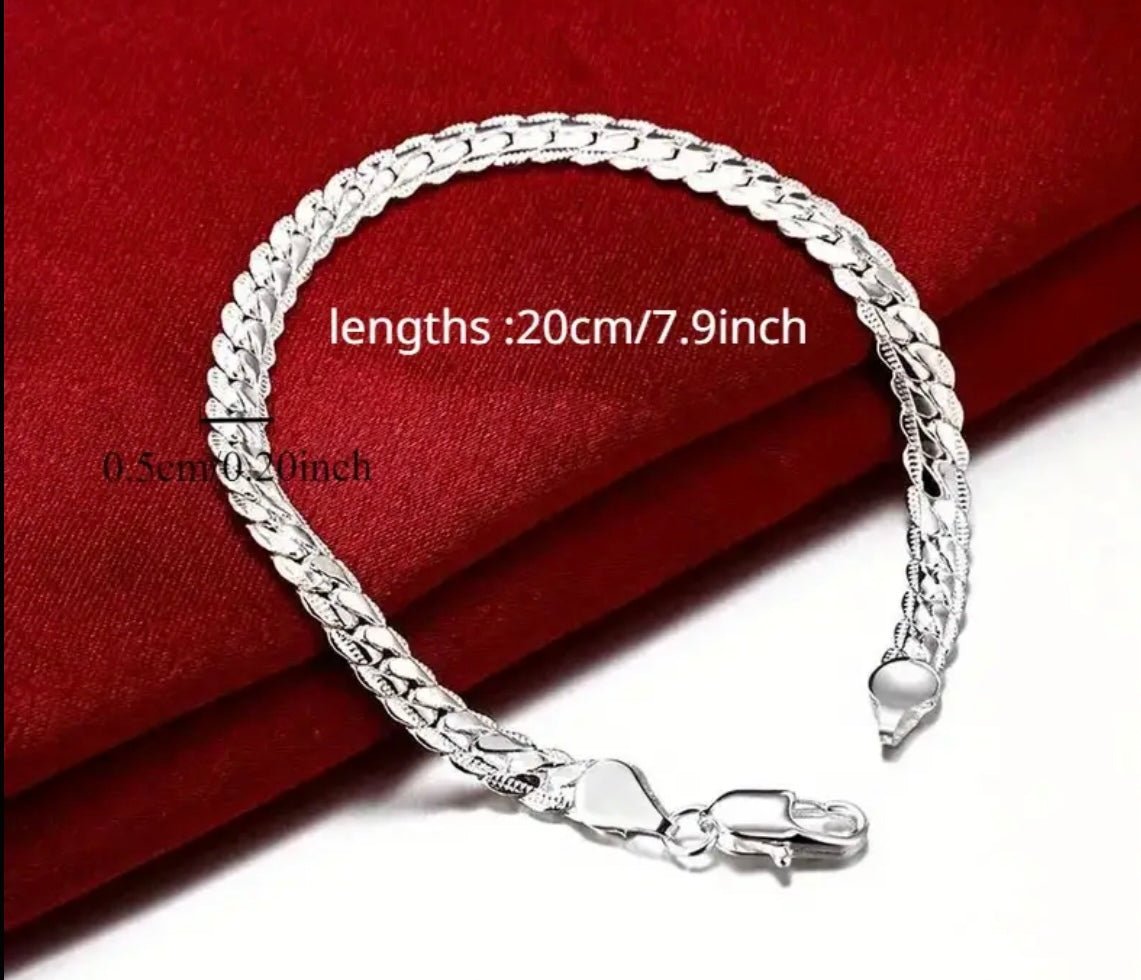 1 pc 925 Silver Plated Elegant Luxury Bracelet for Men or Women - EmporiumDepot