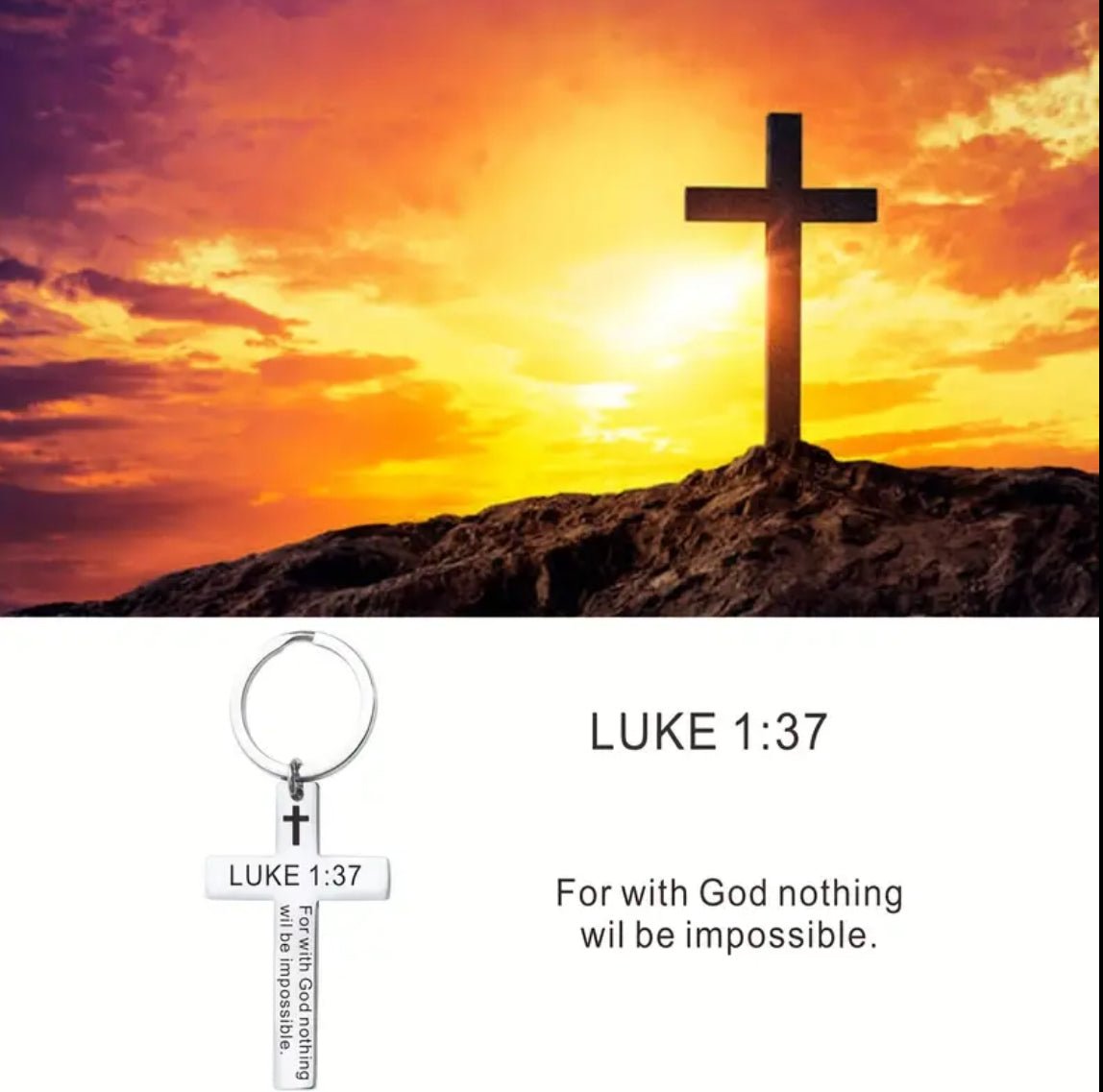 1 pc Custom Cross Keychain Stainless Steel Slogan Religious Key Ring Bible Verse Keychain - EmporiumDepot