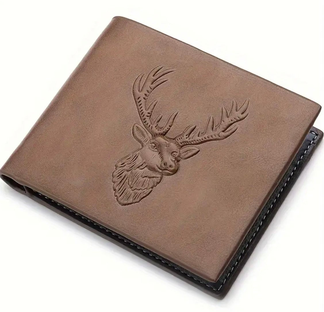 1 pc Custom Deer Designed Leather Wallet - EmporiumDepot