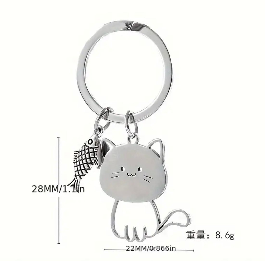 1 pc Cute Cat & Fish Keychain - EmporiumDepot