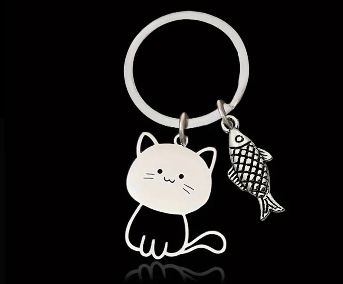 1 pc Cute Cat & Fish Keychain - EmporiumDepot