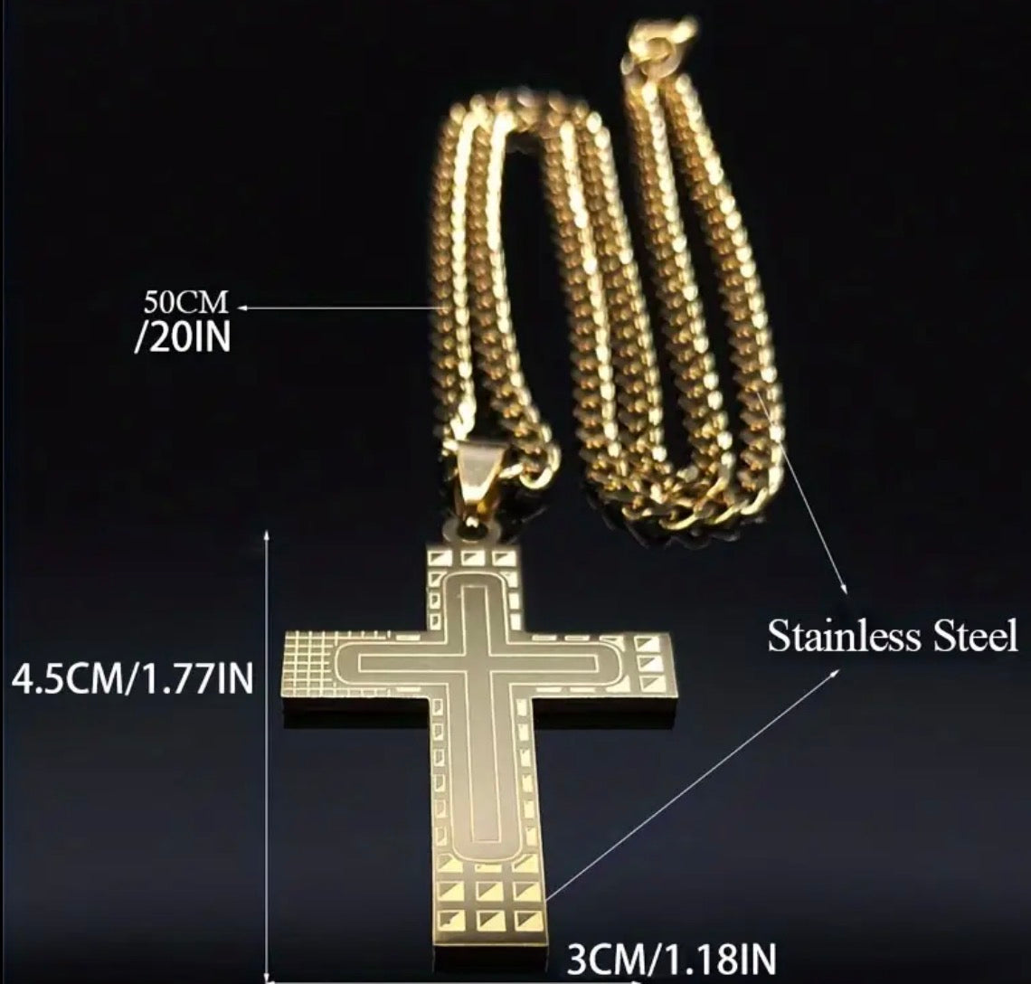 Stainless Steel Golden Fashion Jewelry Necklace Cross for Men or Women