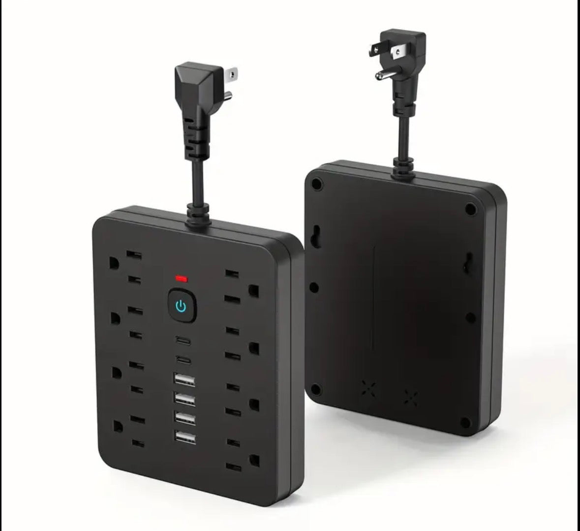 14 in 1 Power Strip Surge Protector with 8 AC outlets, 4 USB and 2 Type C ports Flat Plug In Design
