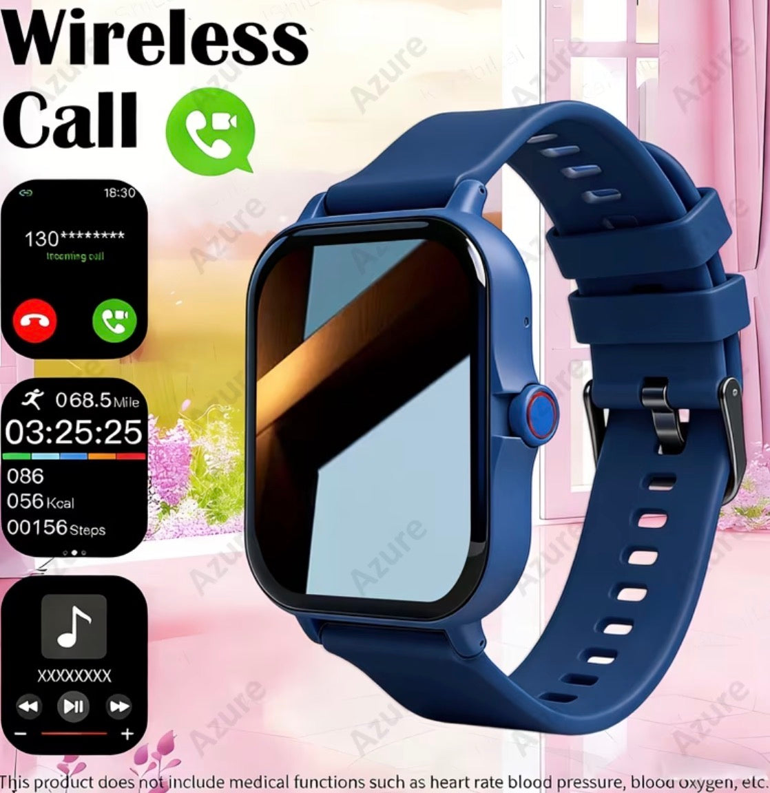 New Sports Smart Watch Unisex Silicone Strap supports wireless calls, reminders, music, activity tracker