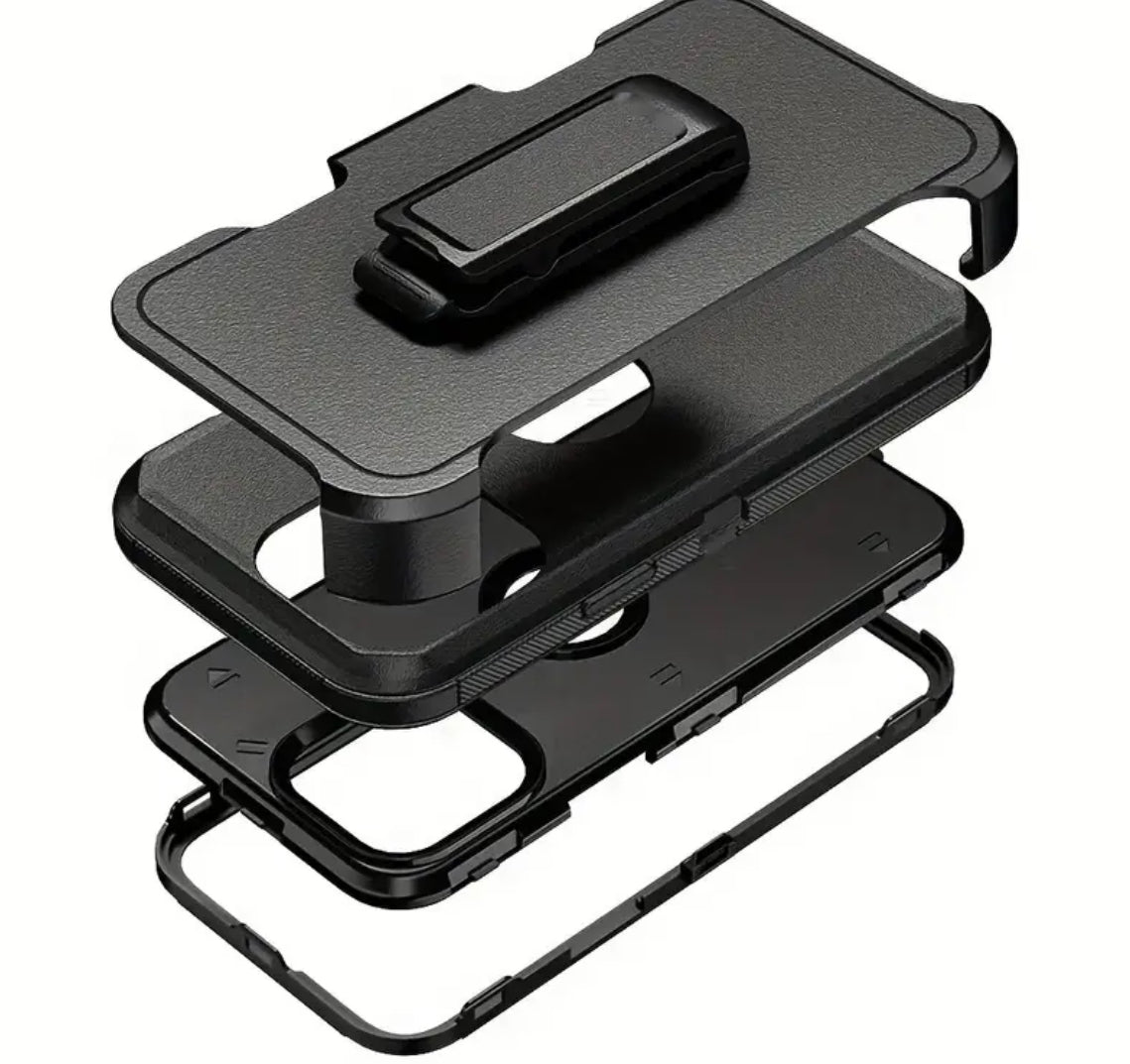 Heavy Duty Shockproof Armor Rugged Phone Case iPhone 16 Pro Belt Clip Included