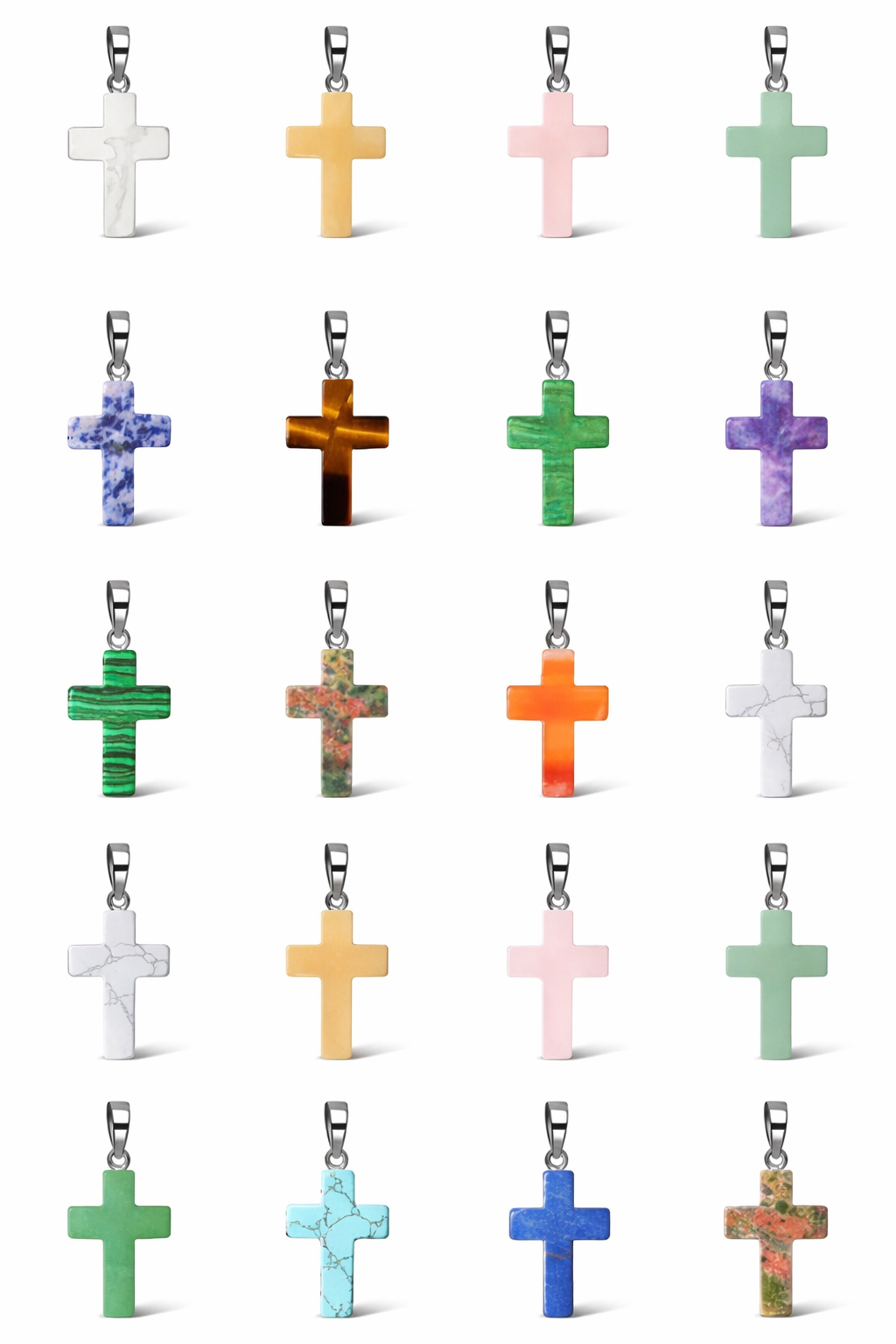 Natural Stone Cross Pendant Collection