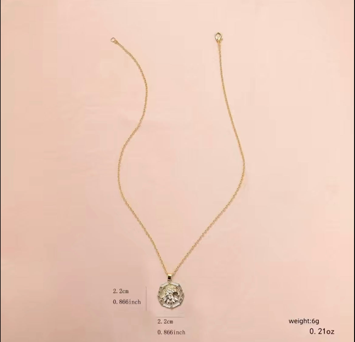 Gold Color Eagle Pendant and chain