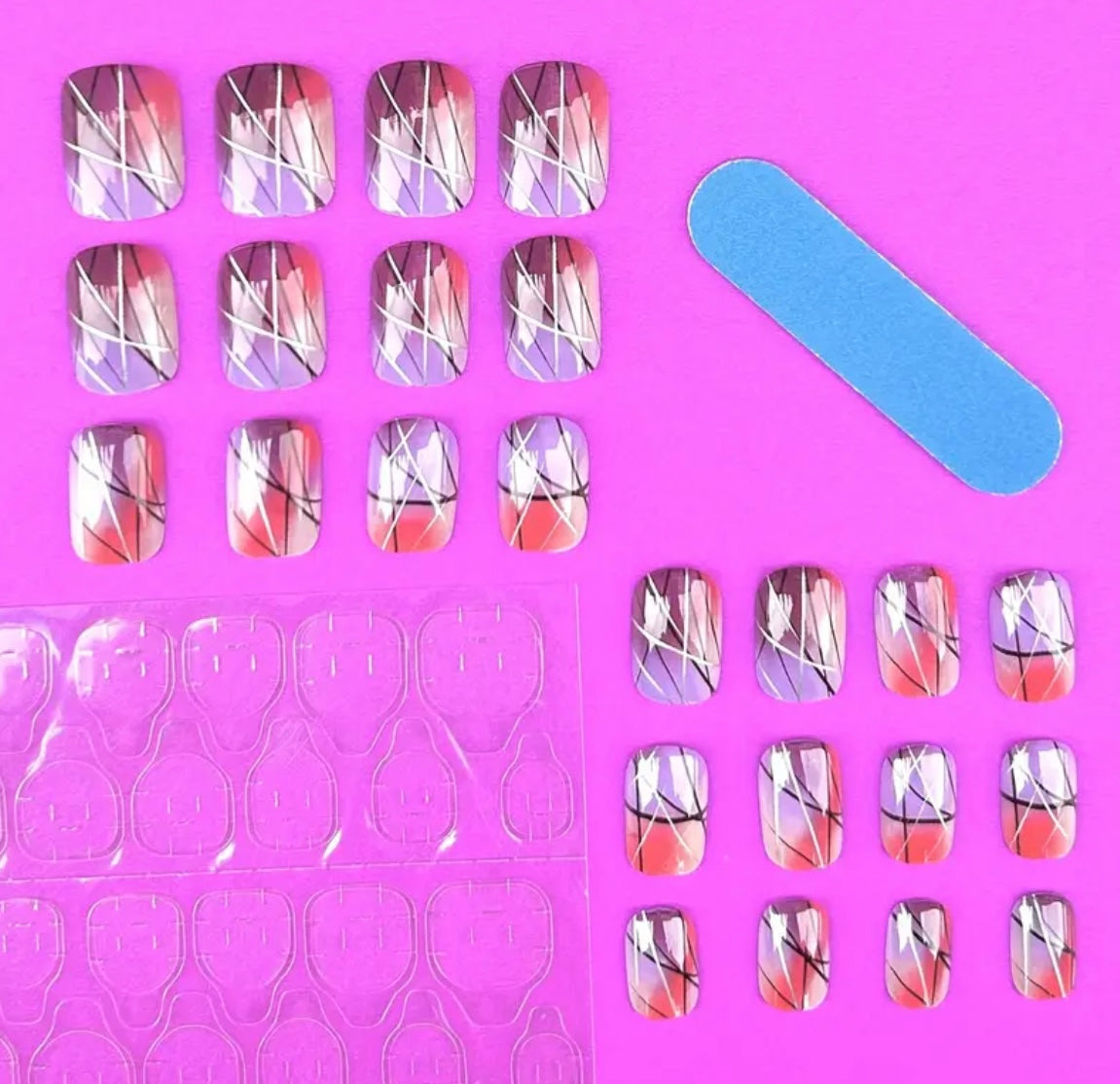 24 pcs Short Square Press On Nails