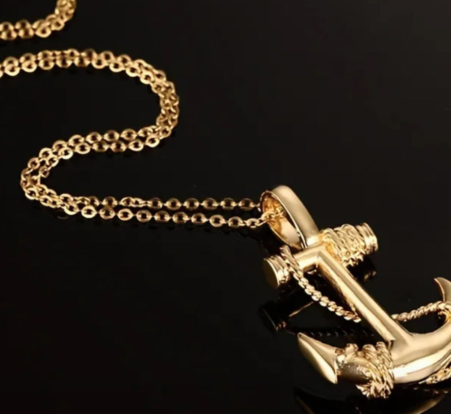 Fashion Jewelry Titanium Gold Plated Stainless steel Cute Anchor Pendant and Necklace