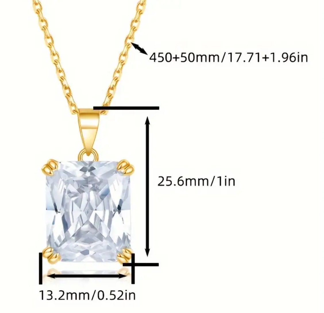 Elegant 18k Golden Plated 925 Sterling Silver Pendant Necklace Zirconia Stone Fashion Jewelry