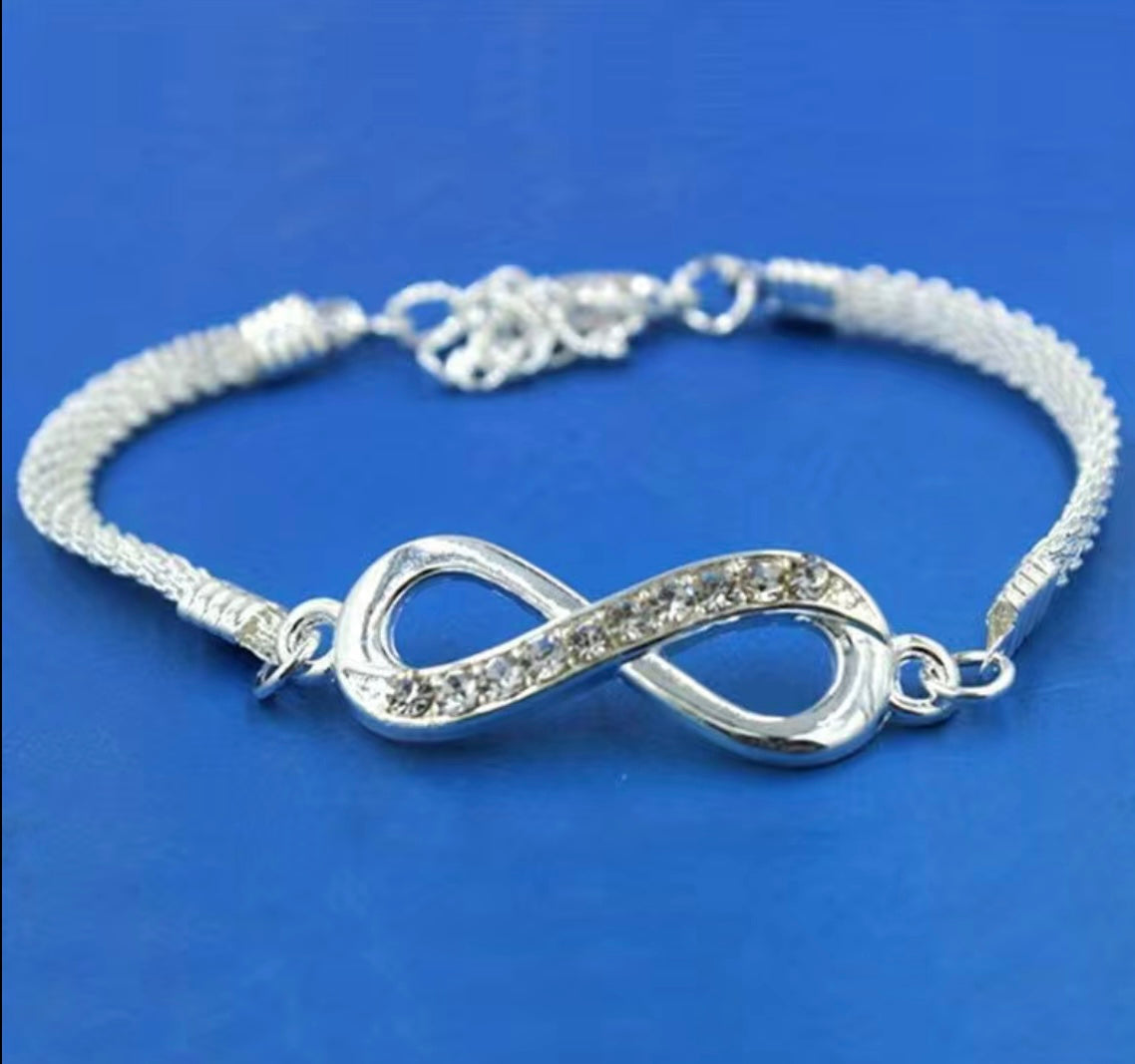 Beautiful Infinity custom design bracelet with rhinestones