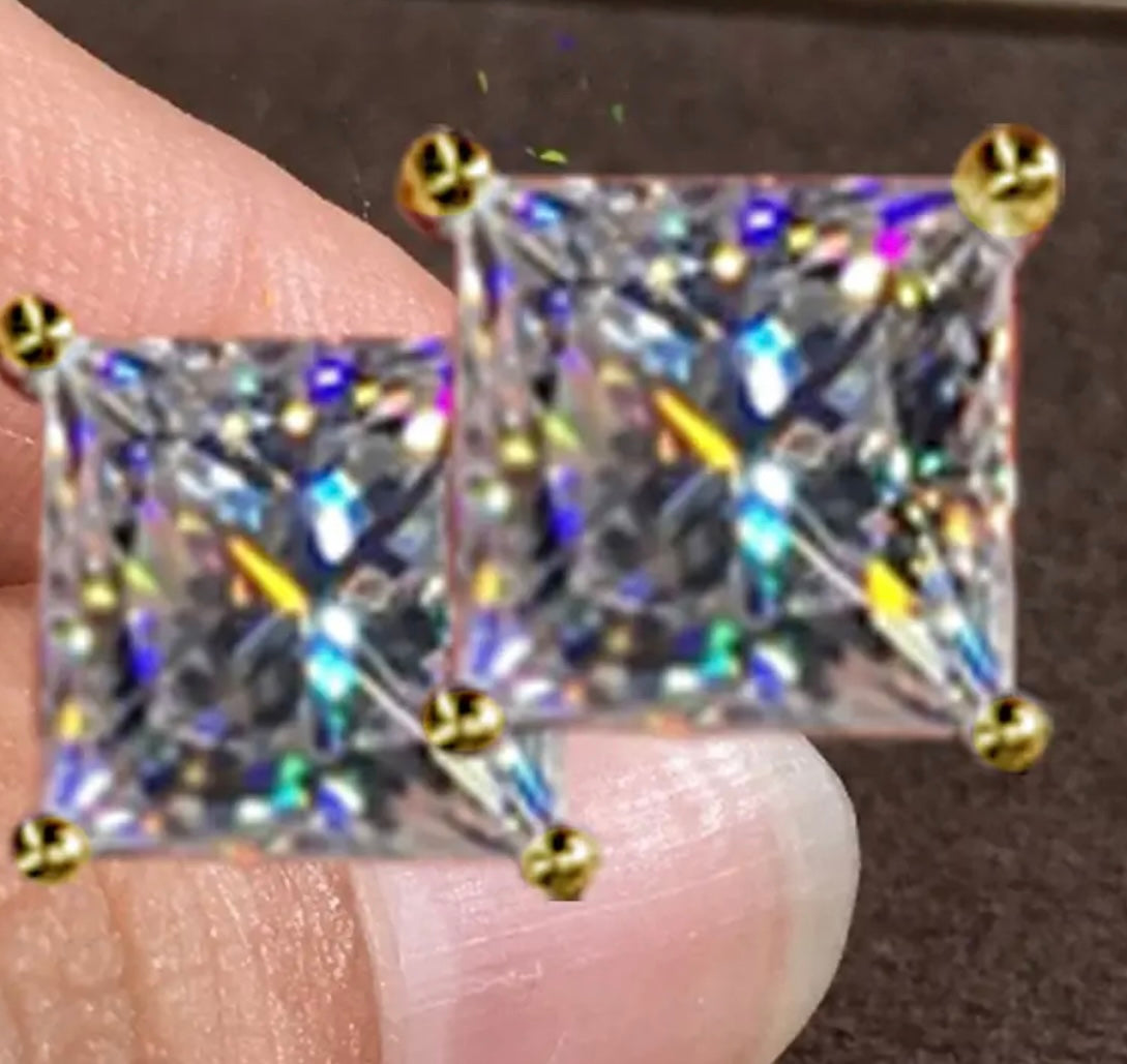 1 Pair Sparkly Square Round Zircon Stud Earrings