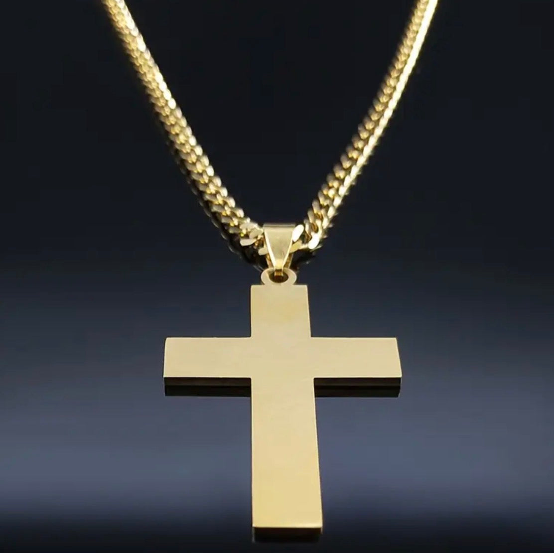 Stainless Steel Golden Fashion Jewelry Necklace Cross for Men or Women