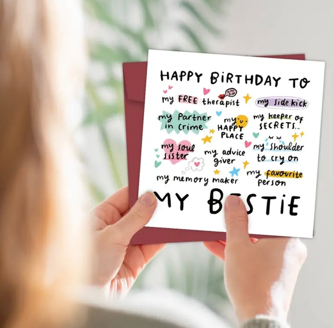 1 pc Happy Birthday To My Bestie Card Great Gift for Best Friends