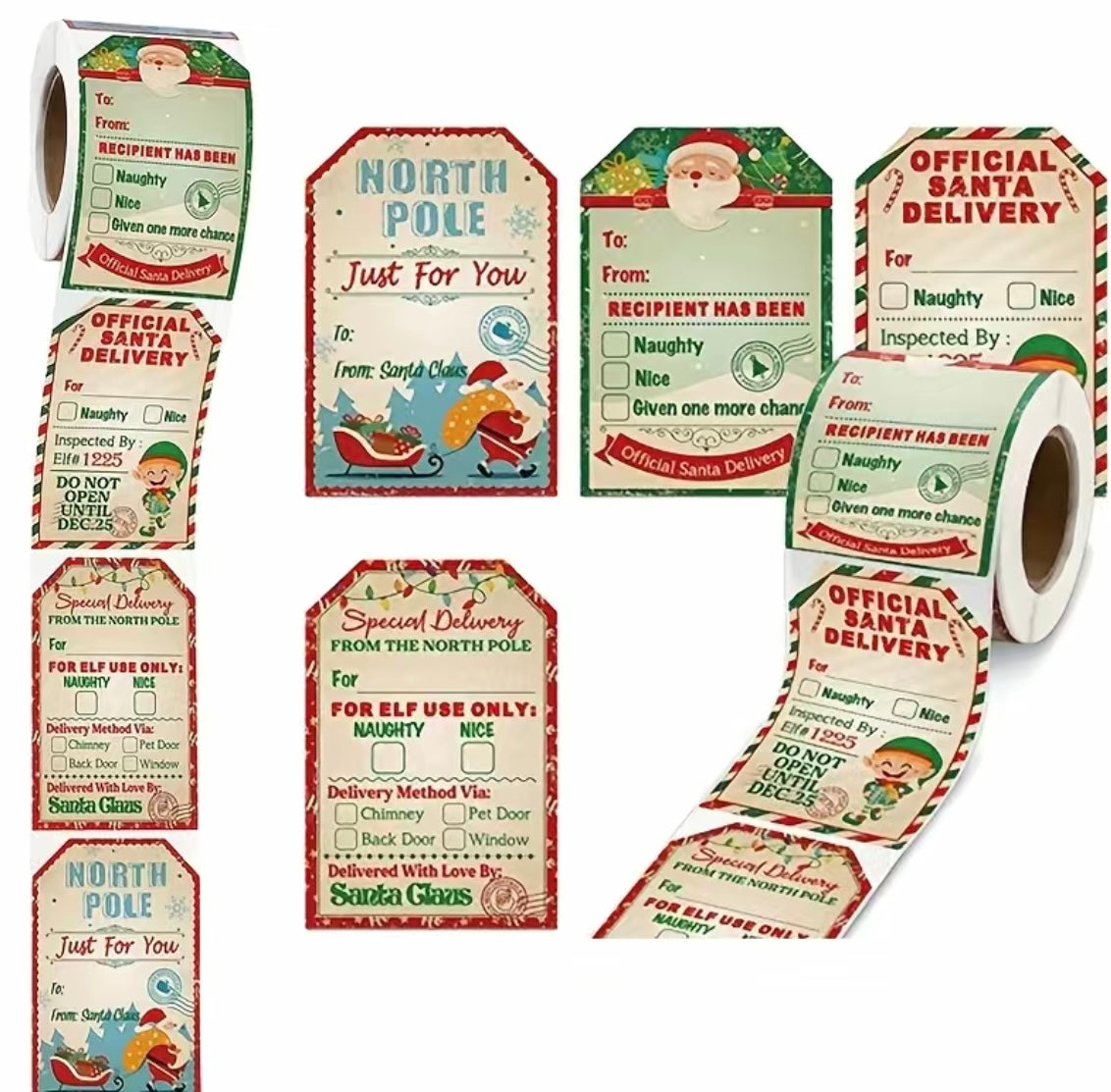 200Pc Roll of Christmas Tags