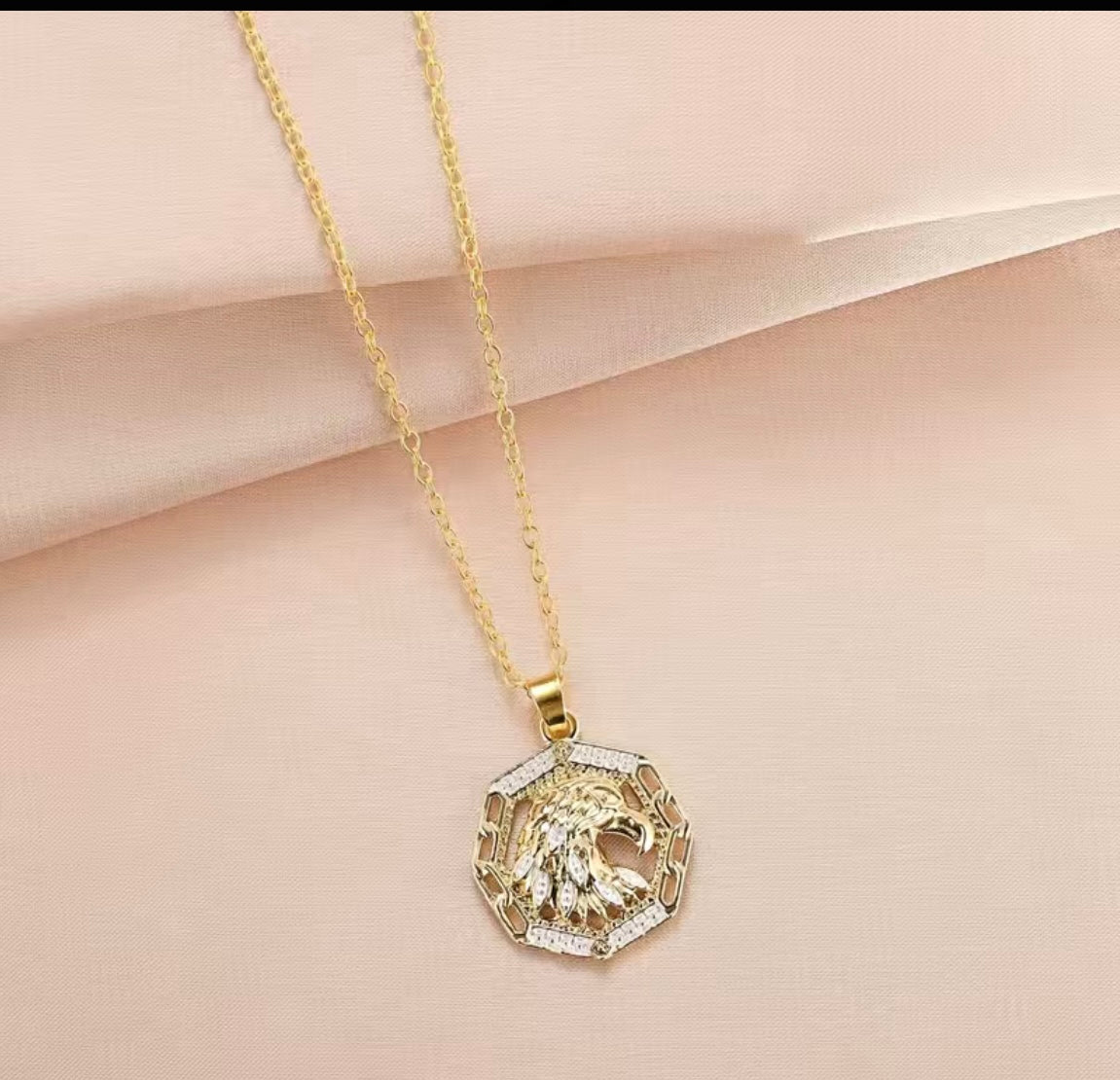 Gold Color Eagle Pendant and chain