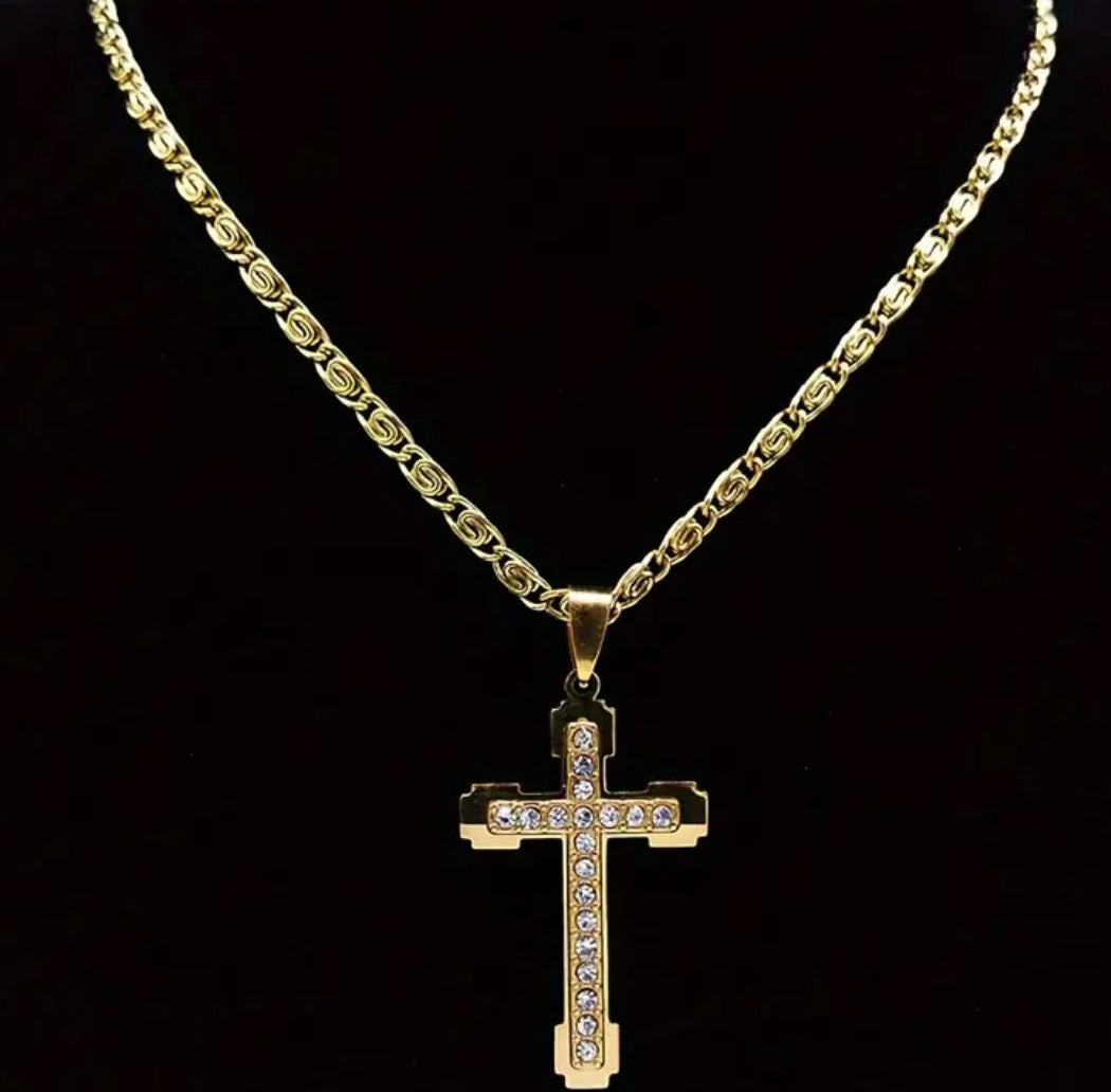 Stainless Steel Cross Necklace with Rhinestone Clavicle Chain Fashion Great Gift