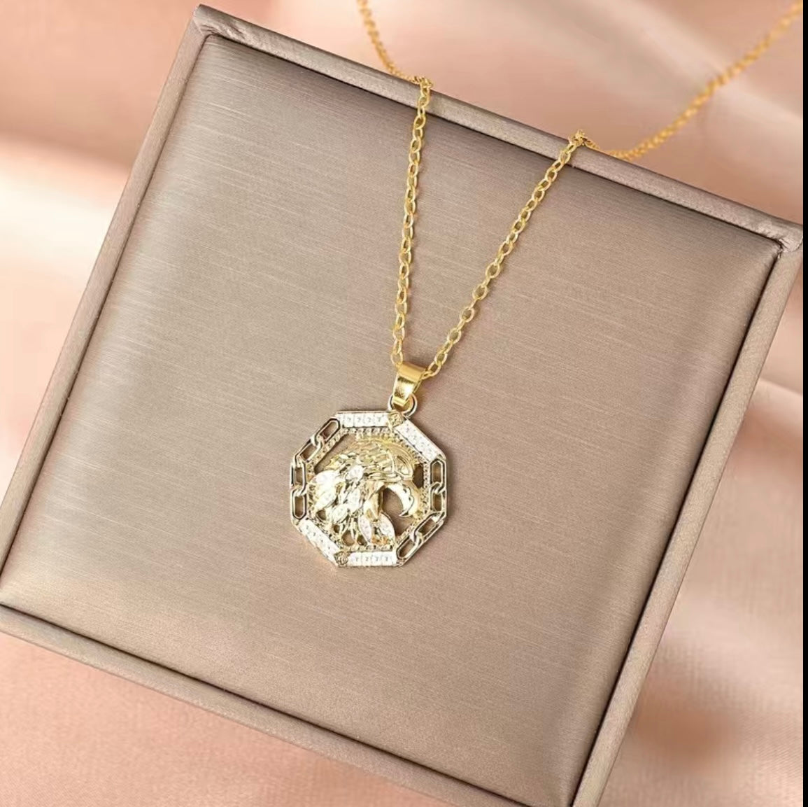 Gold Color Eagle Pendant and chain