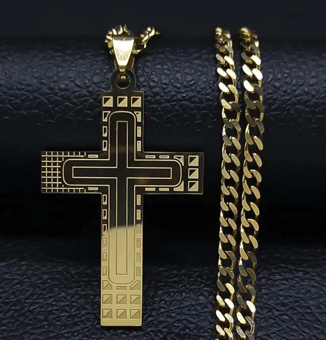 Stainless Steel Golden Fashion Jewelry Necklace Cross for Men or Women