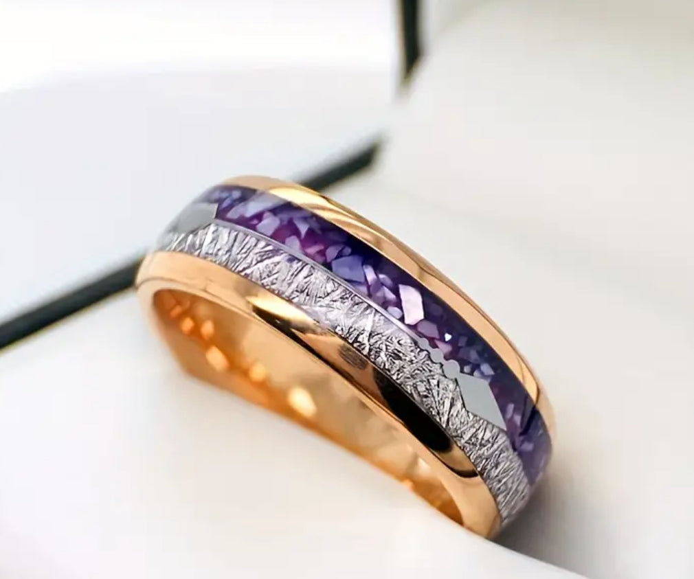 Elegant Rose Golden Stainless Steel Men or Women’s Wedding Band With Arrowhead Custom Design