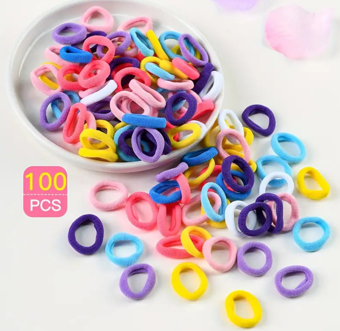 100 pcs Simple Style Elastic Hair Ties