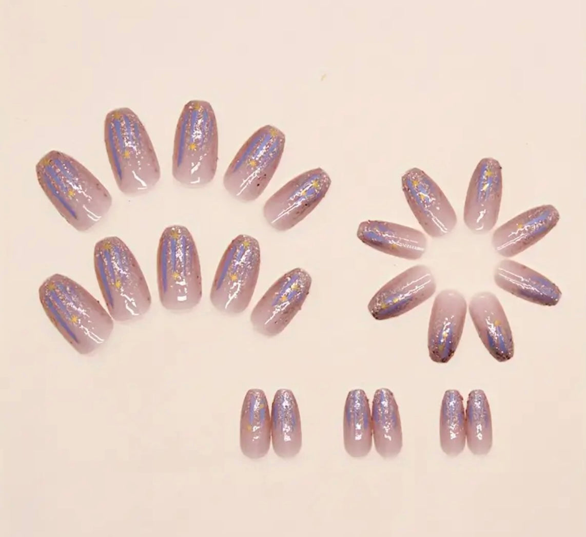 24 pcs Shimmering Aurora Press On Nails