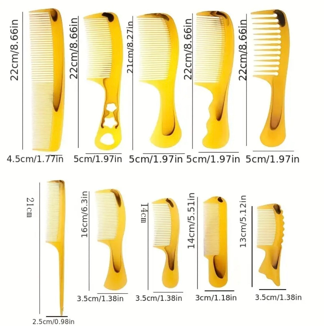 10pc Set Premium Detangling Comb Anti Static, Portable, Durable, Easy Grip, Perfect for Hairdressing and Styling