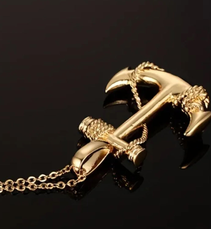 Fashion Jewelry Titanium Gold Plated Stainless steel Cute Anchor Pendant and Necklace