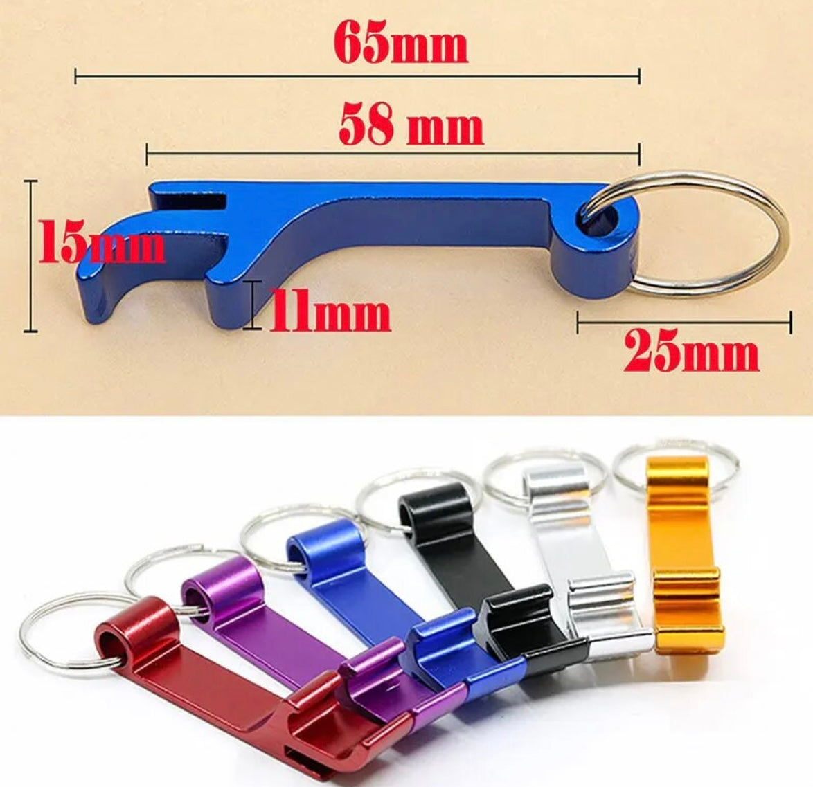 Random Color Pack of Aluminum Beer Bottle Opener With Metal EDC Soda Keyring Tool