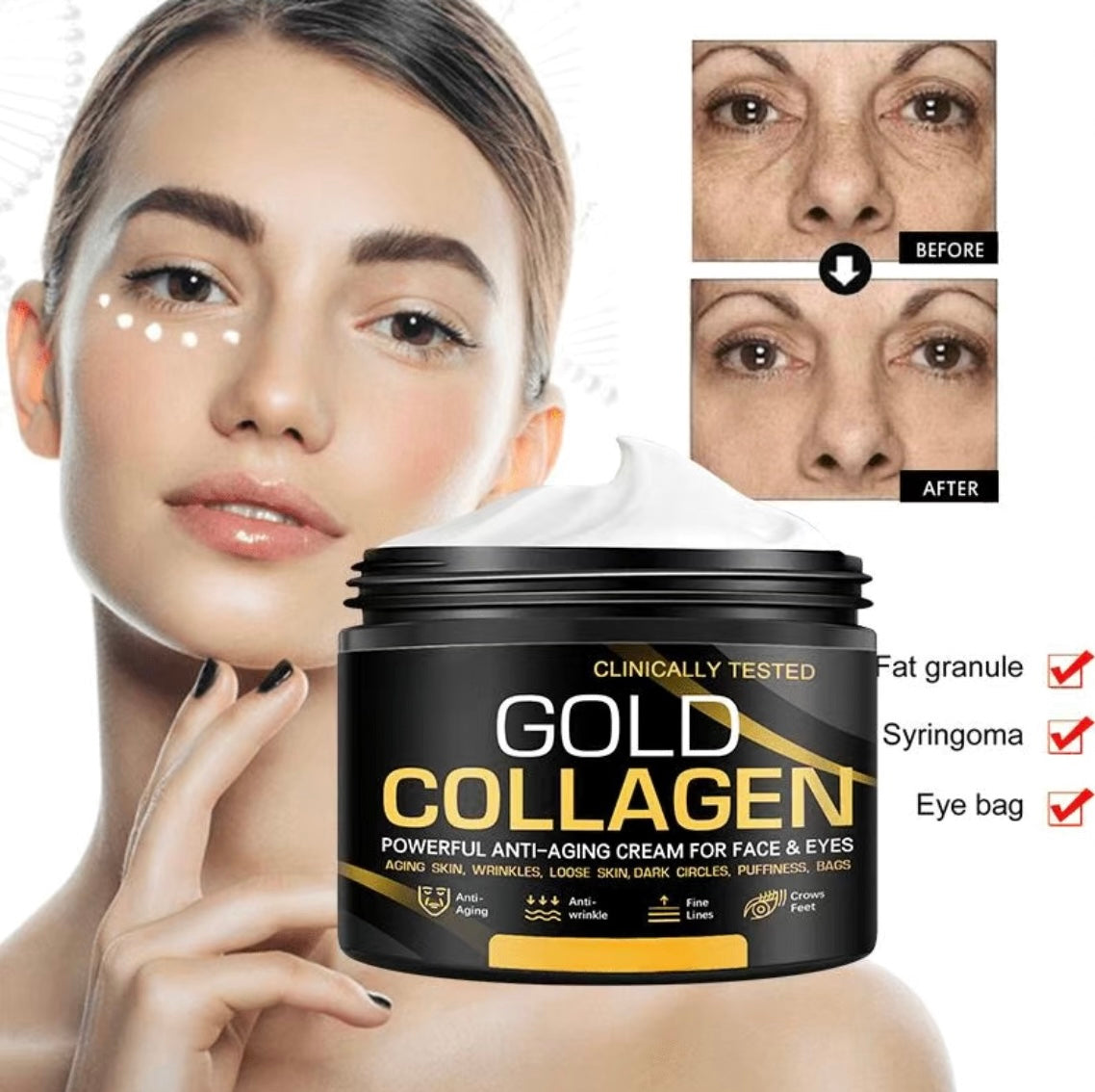 Gold Collagen Anti Aging Skin Creme For Face and Eyes