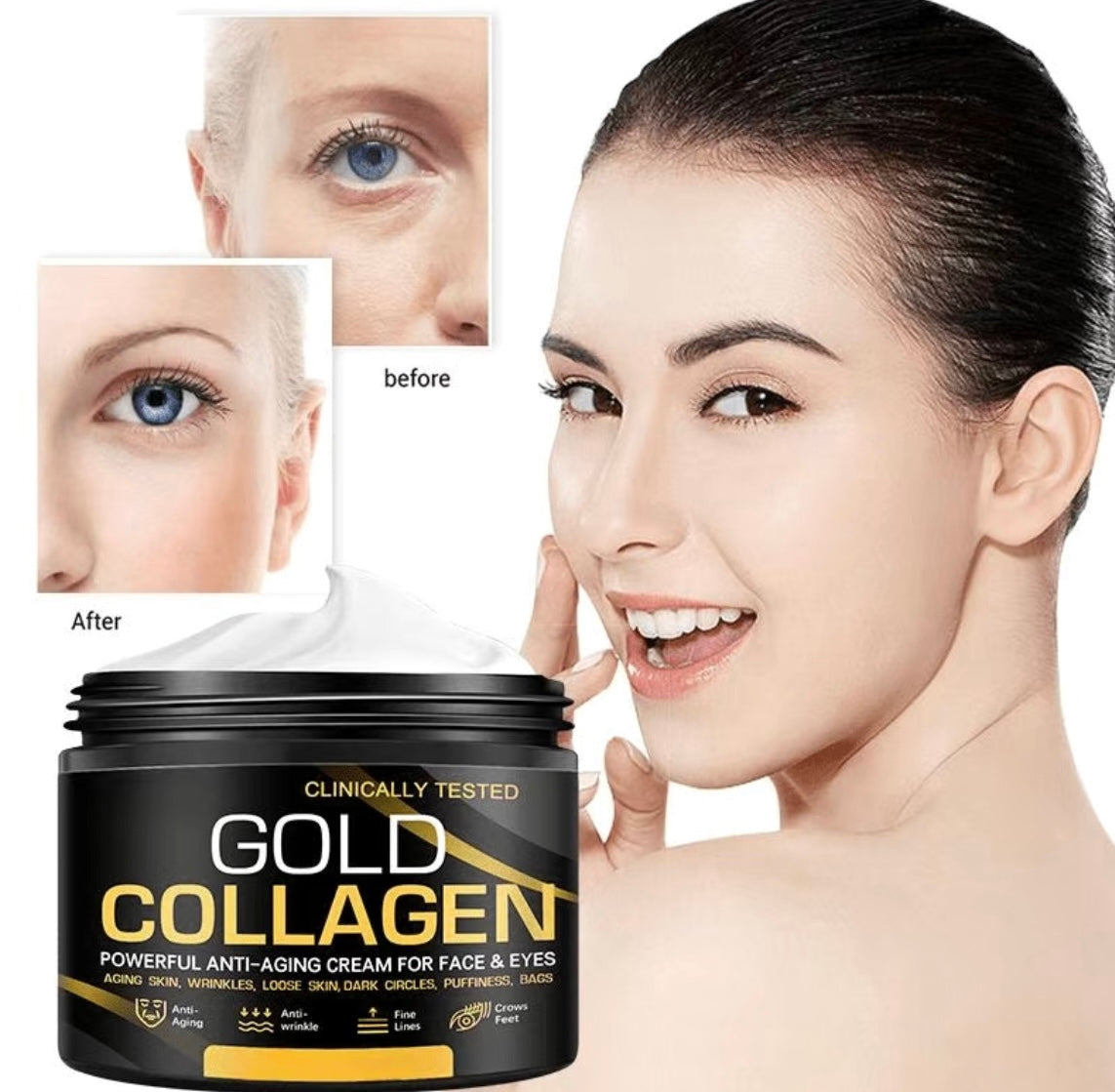 Gold Collagen Anti Aging Skin Creme For Face and Eyes