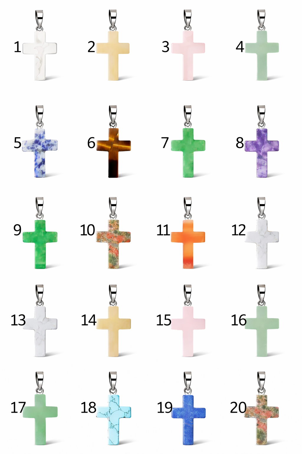 Natural Stone Cross Pendant Collection