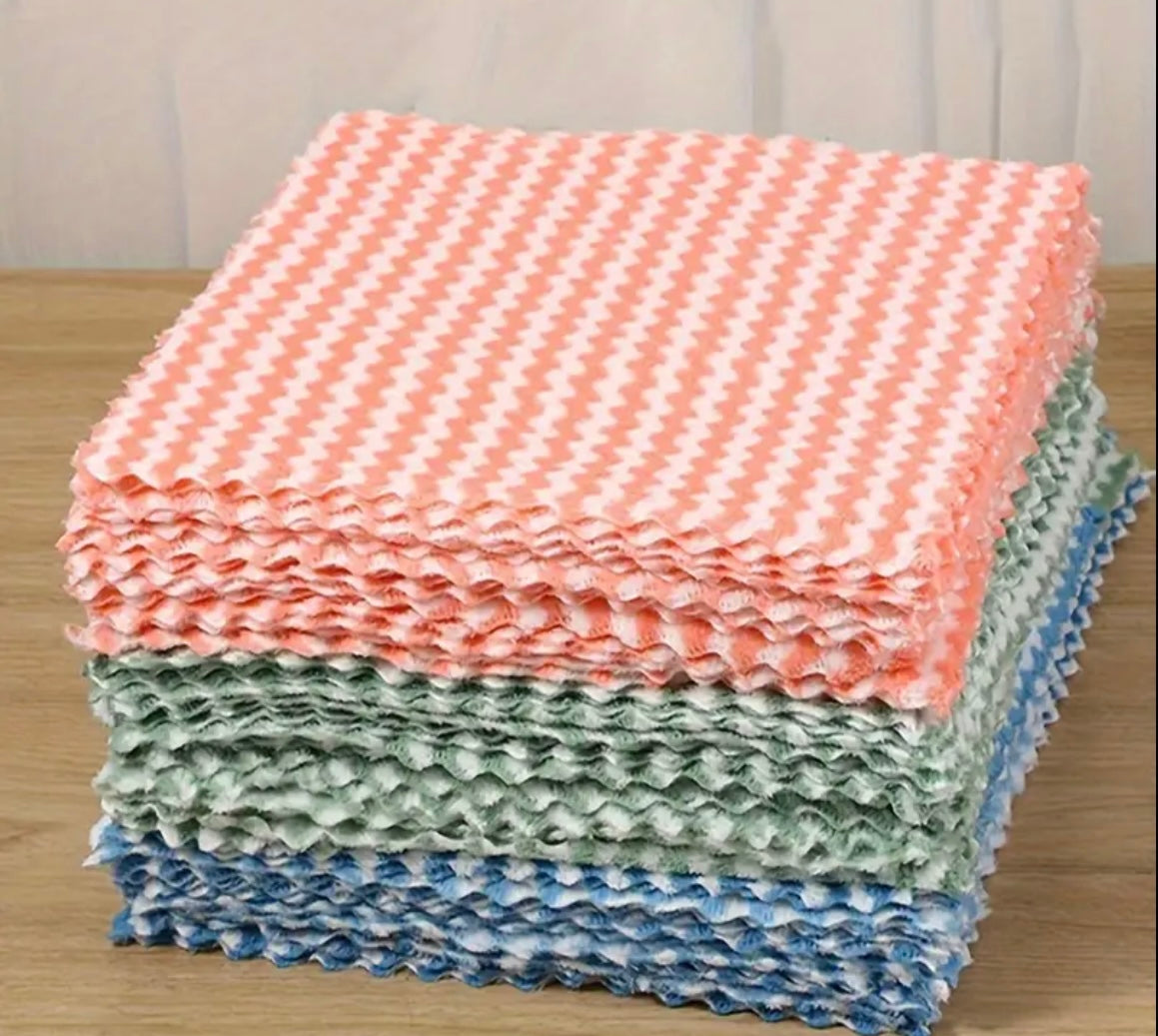 5 pcs Soft & Absorbent Kitchen Dish Clothes, Reusable/Machine Washable Coral Fleece Microfiber Multi-Use Towels