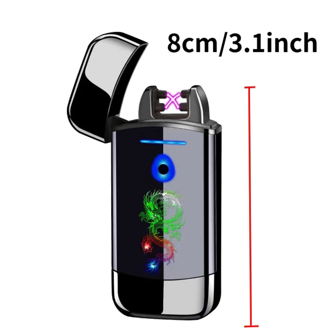 Custom Rechargeable Eagle Design When Opened Dual Arc Plasma Windproof Lighter