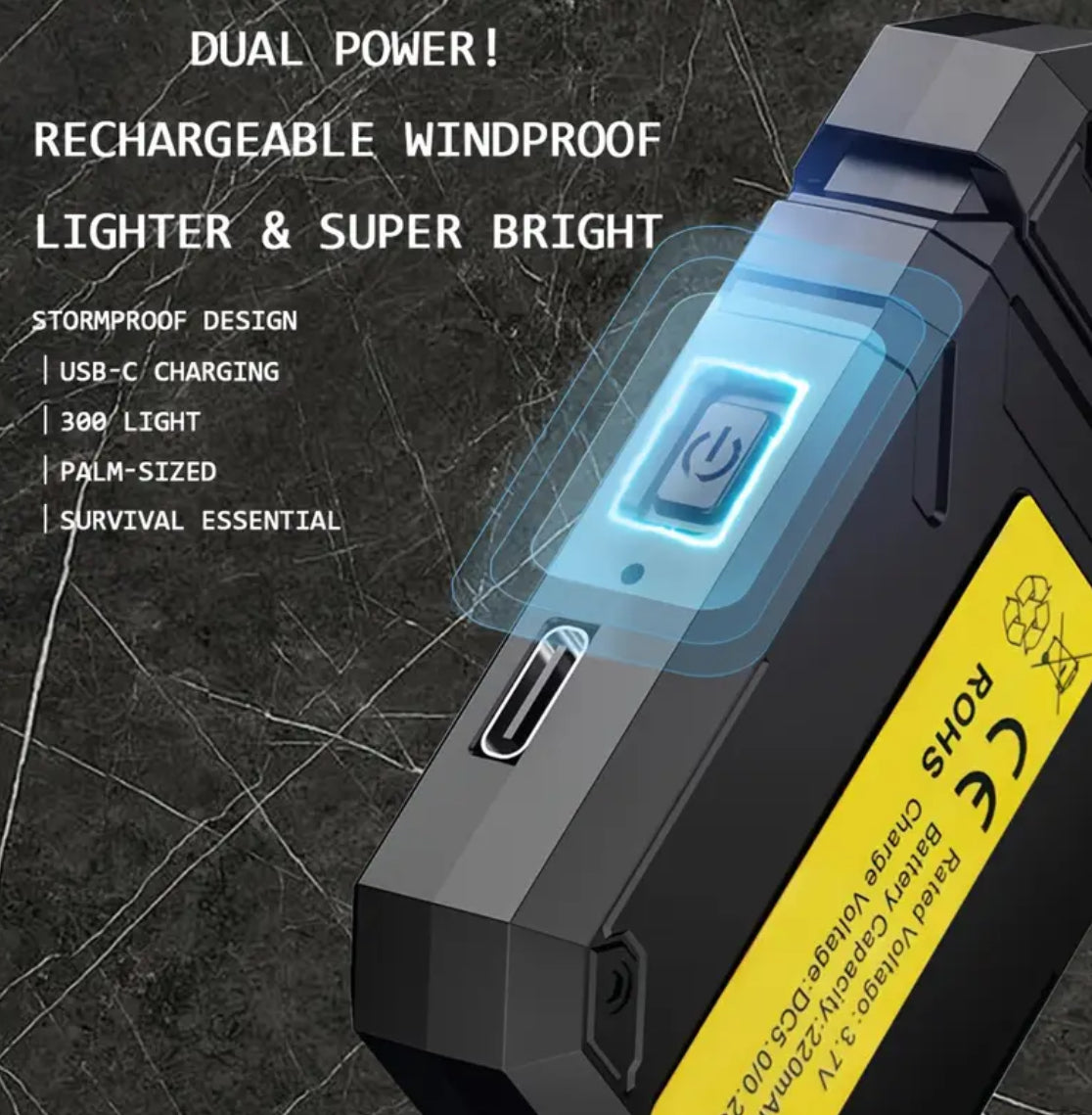 Dual Use USB Rechargeable Lighter and Flashlight