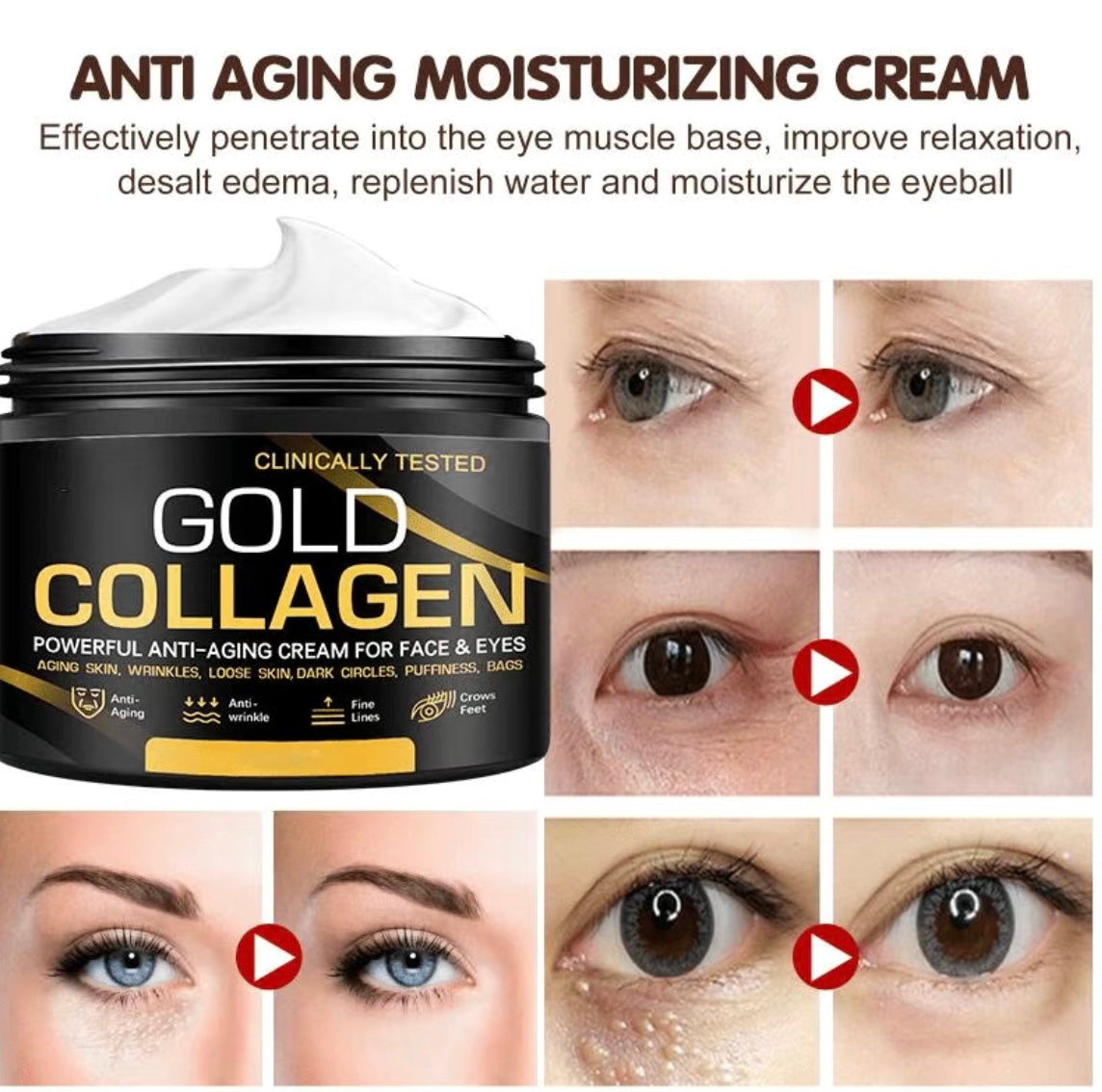 Gold Collagen Anti Aging Skin Creme For Face and Eyes