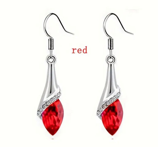 Red 925 Silver Plated Tassel Earring Elegant Teardrop Custom Design