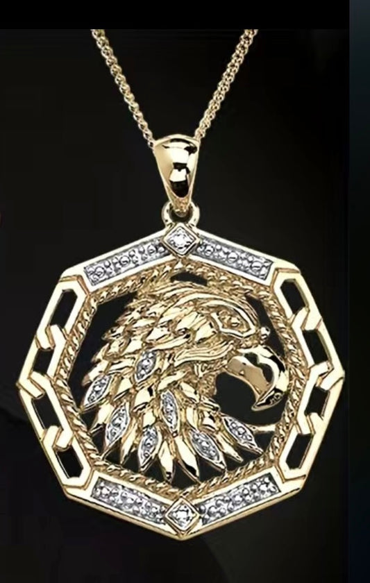 Gold Color Eagle Pendant and chain