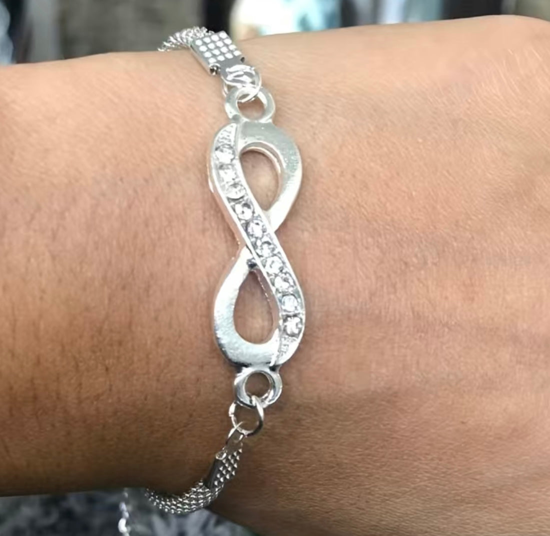 Beautiful Infinity custom design bracelet with rhinestones