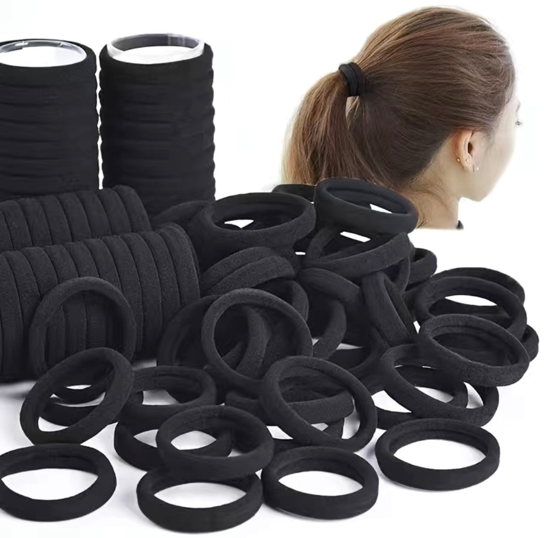 100 pcs Simple Style Elastic Hair Ties