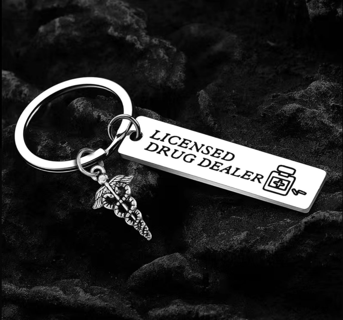 Funny pharmacist keychain