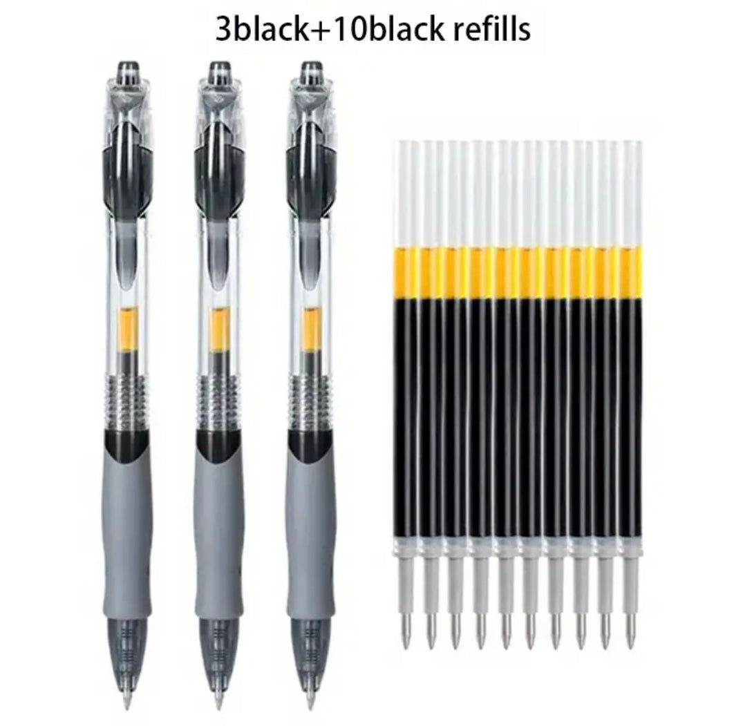 3 pc Pen Set + 10 Refills Black, Blue, or Red