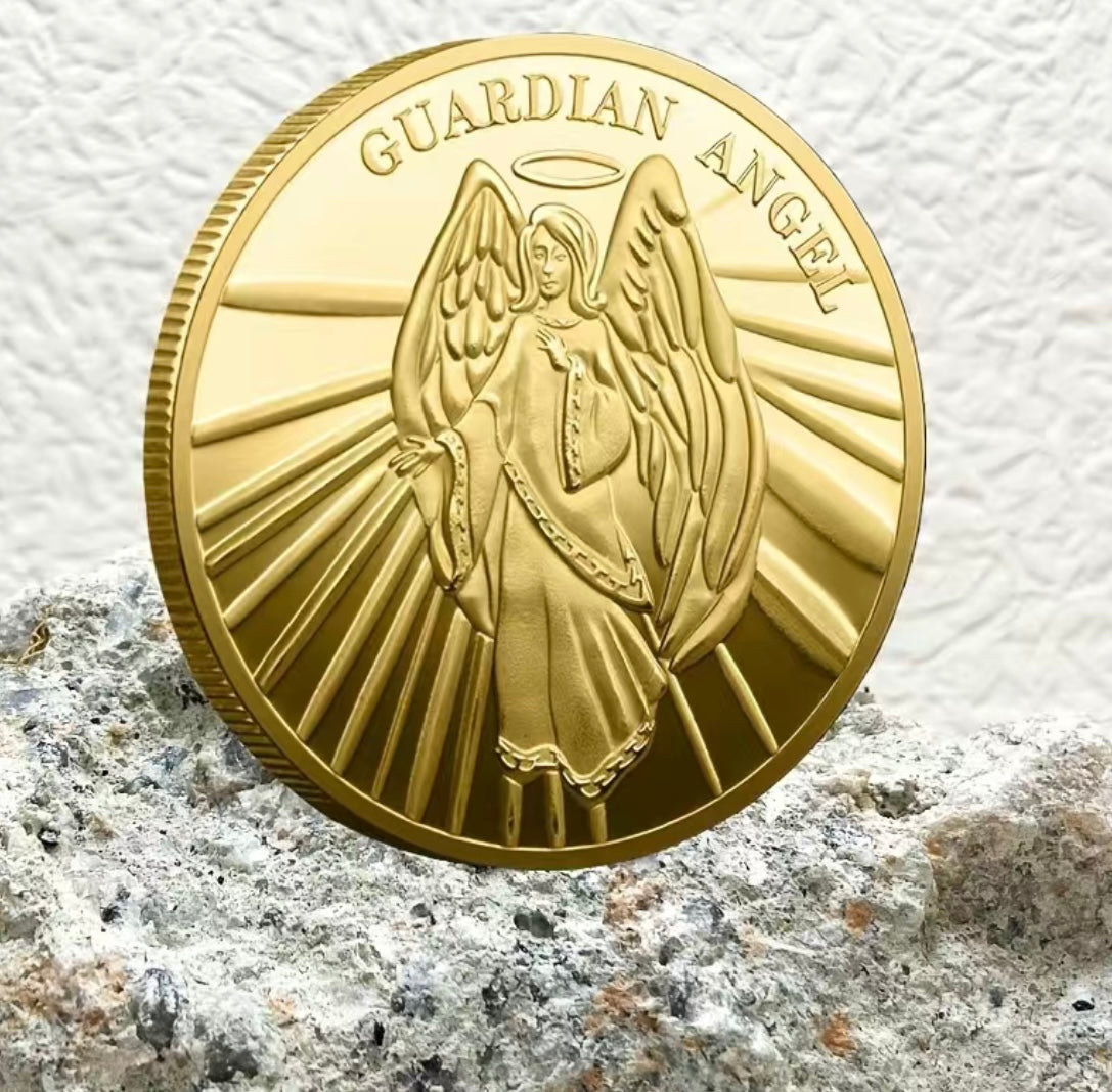 Gold Color Guardian Angel Coin With Case